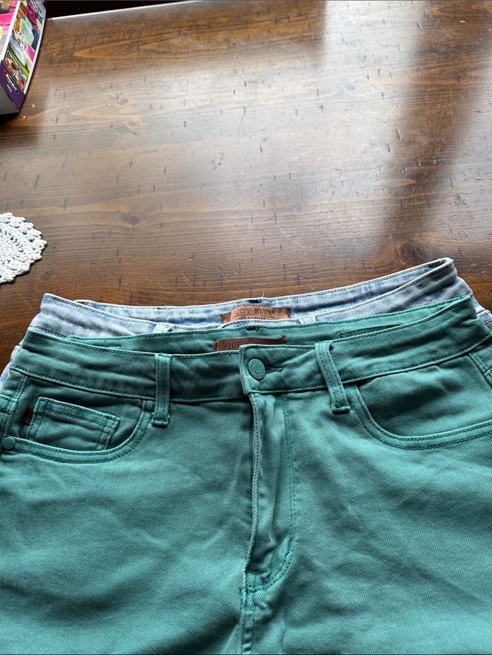 Light Wash and Mint Green Denim Cutoff Shorts - 2 Pack by Judy Blue size L - Picture 9 of 9